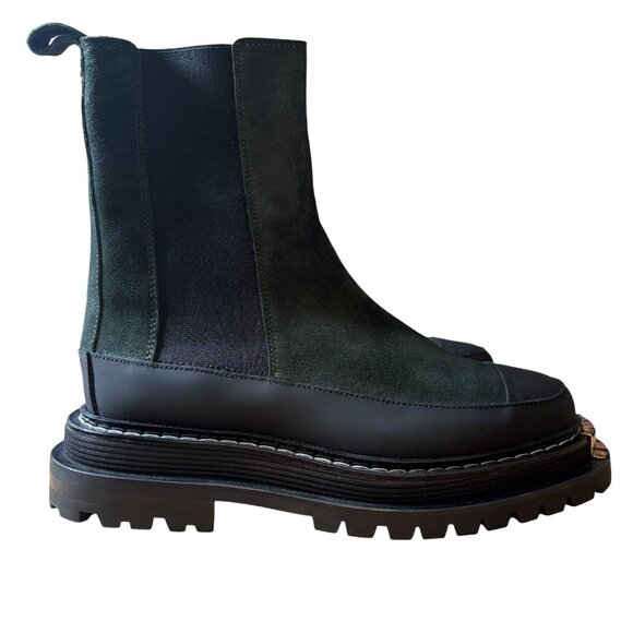 Sandro Liam Leather Chelsea Boots Green Size 37 US 7 NWOB - Picture 1 of 8